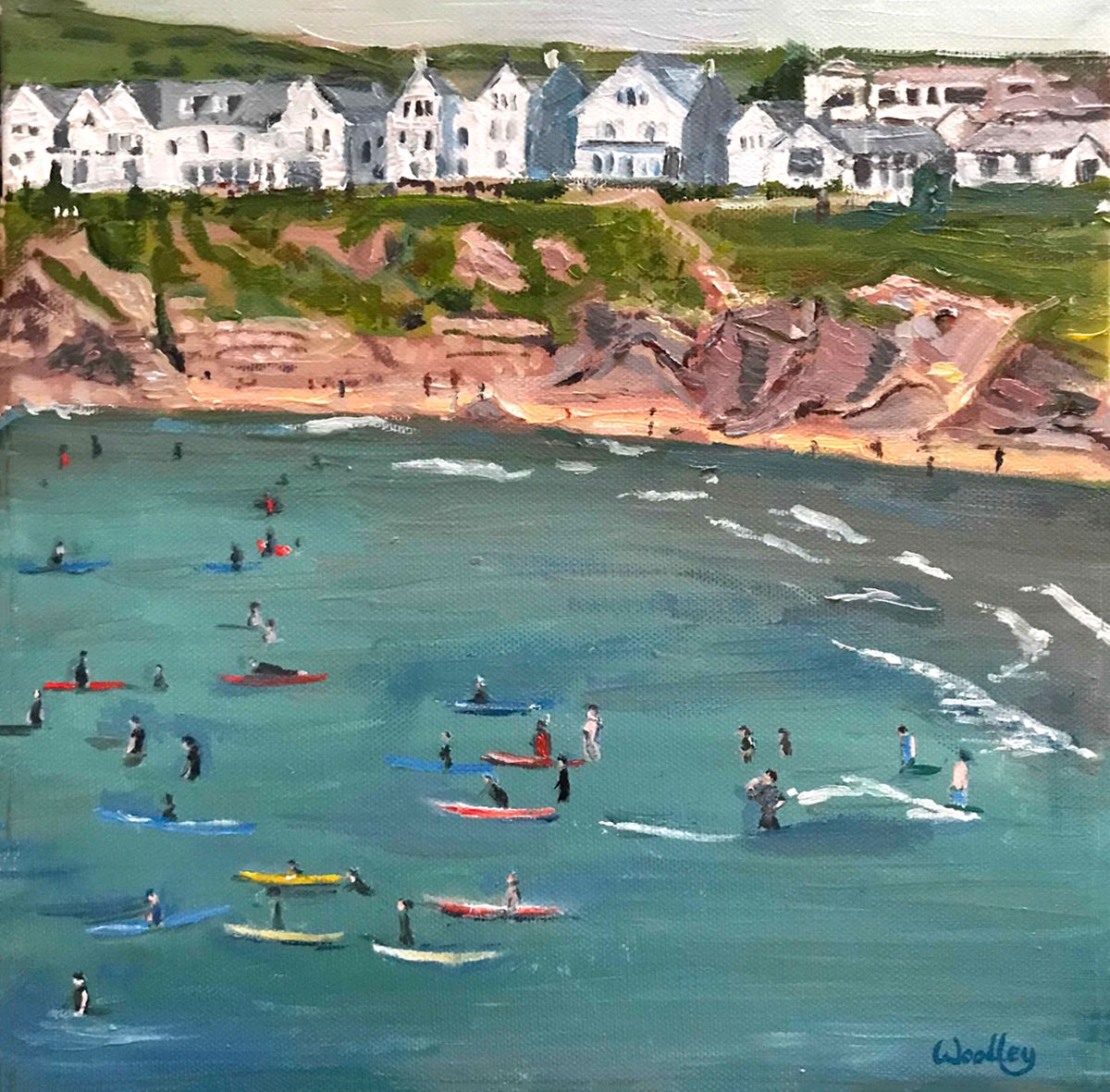 Polzeath Surfers by Eleanor Woolley