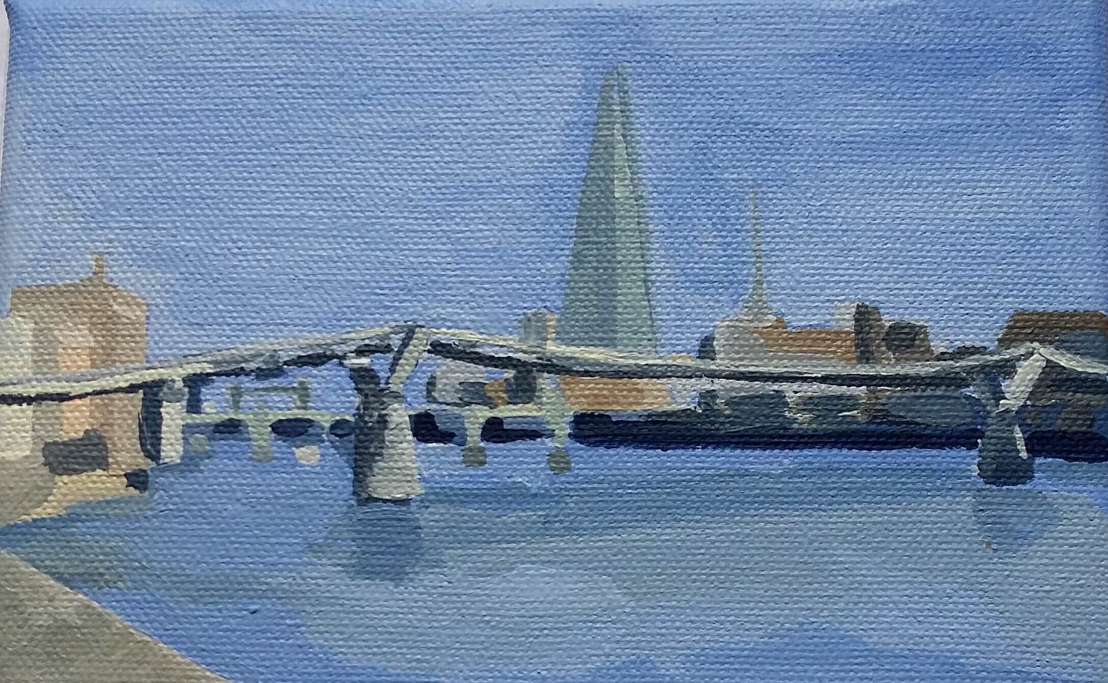Millennium Bridge from the Thames Path, Dinky London collection, by Sarah Adams