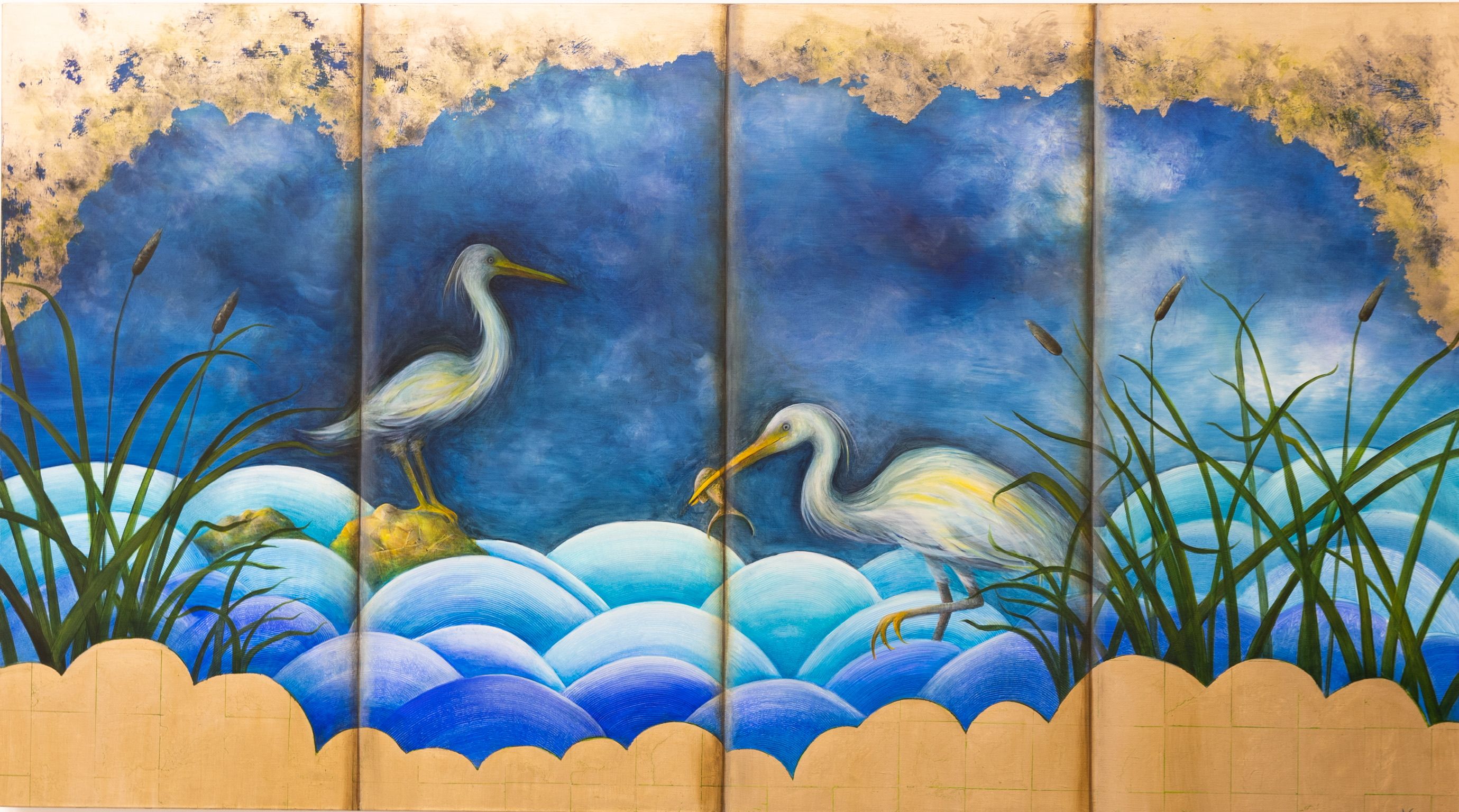 Chinoiserie Egrets by Nonie Clayton Bennett