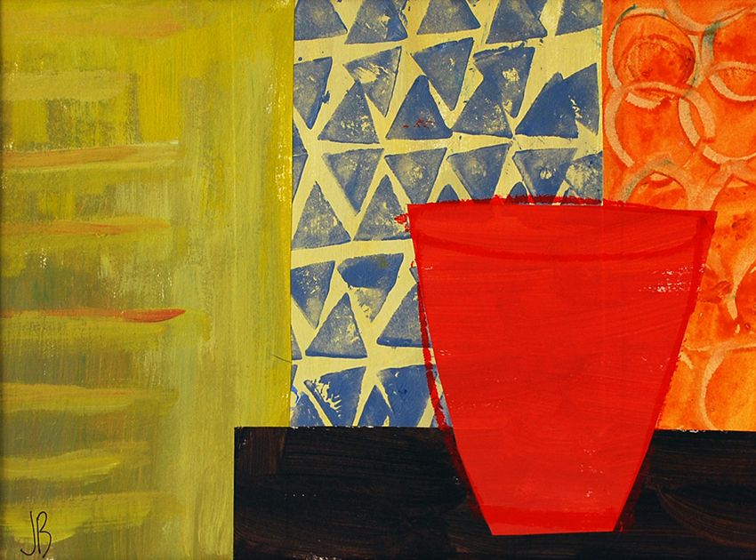 Red Urn, Blues and Greens by Jenny Balmer