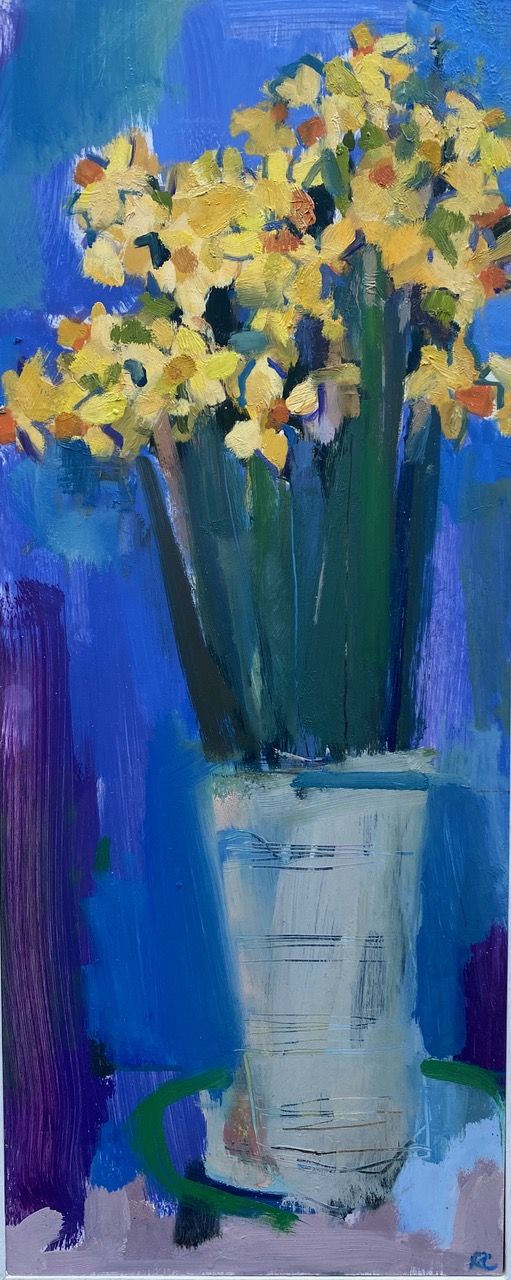 Narcissi in a White Vase by Rosie Copeland