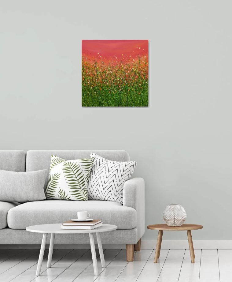 Popping Red Sky Meadows #2 by Lucy Moore - Secondary Image