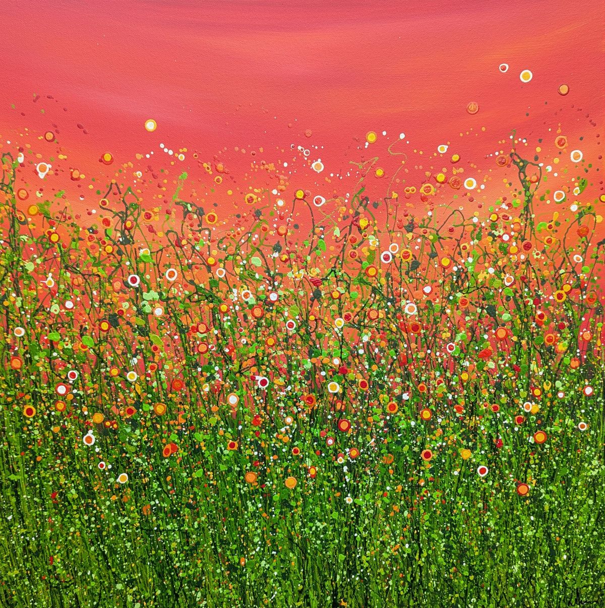 Popping Red Sky Meadows #2 by Lucy Moore