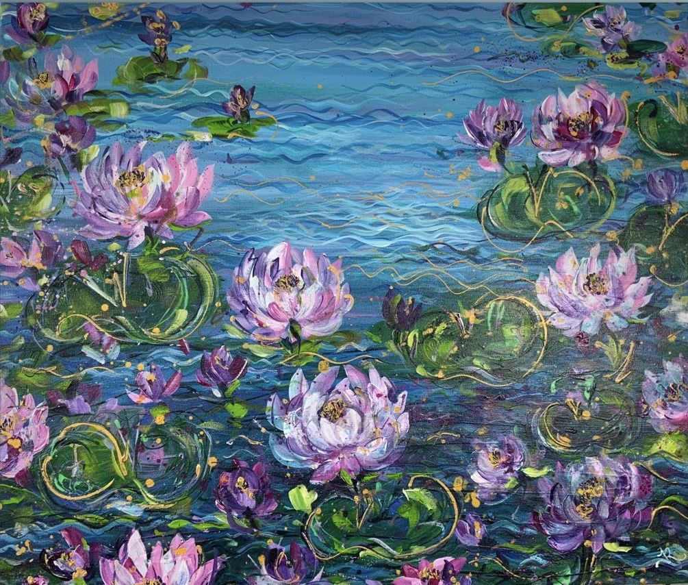 Water Lilies Violets by Jan Rogers