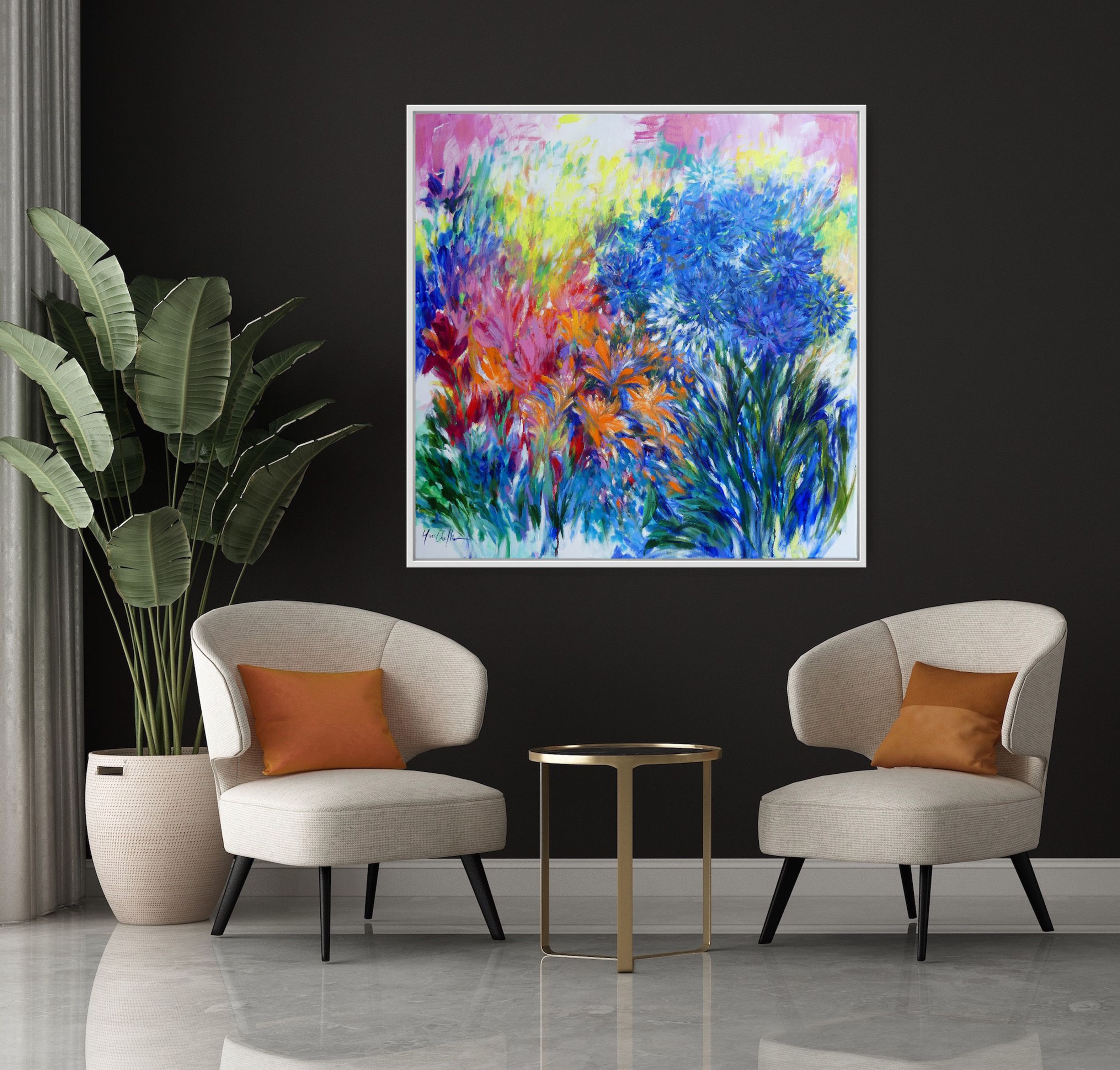 Blue agapanthus and hemerocallis by Mary Chaplin - Secondary Image