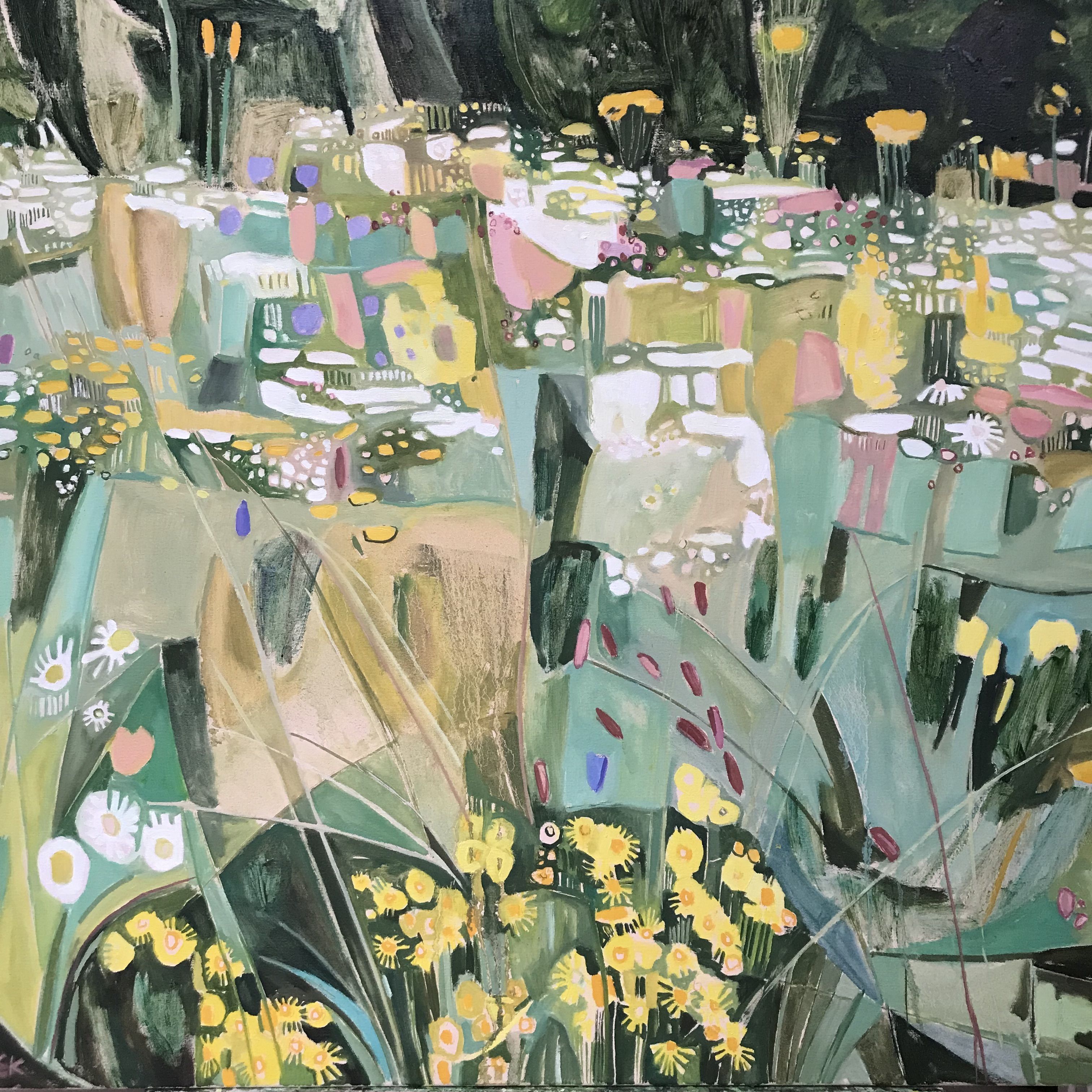 Garden with Ox-Eye Daisies and St James-wort by Elaine Kazimierczuk