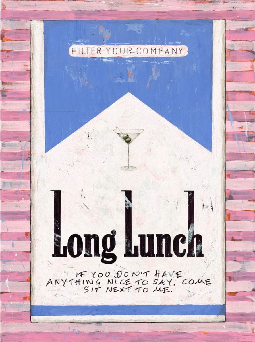 Long Lunch Sit Next to Me BLUE ON PINK by William Richard Hylton