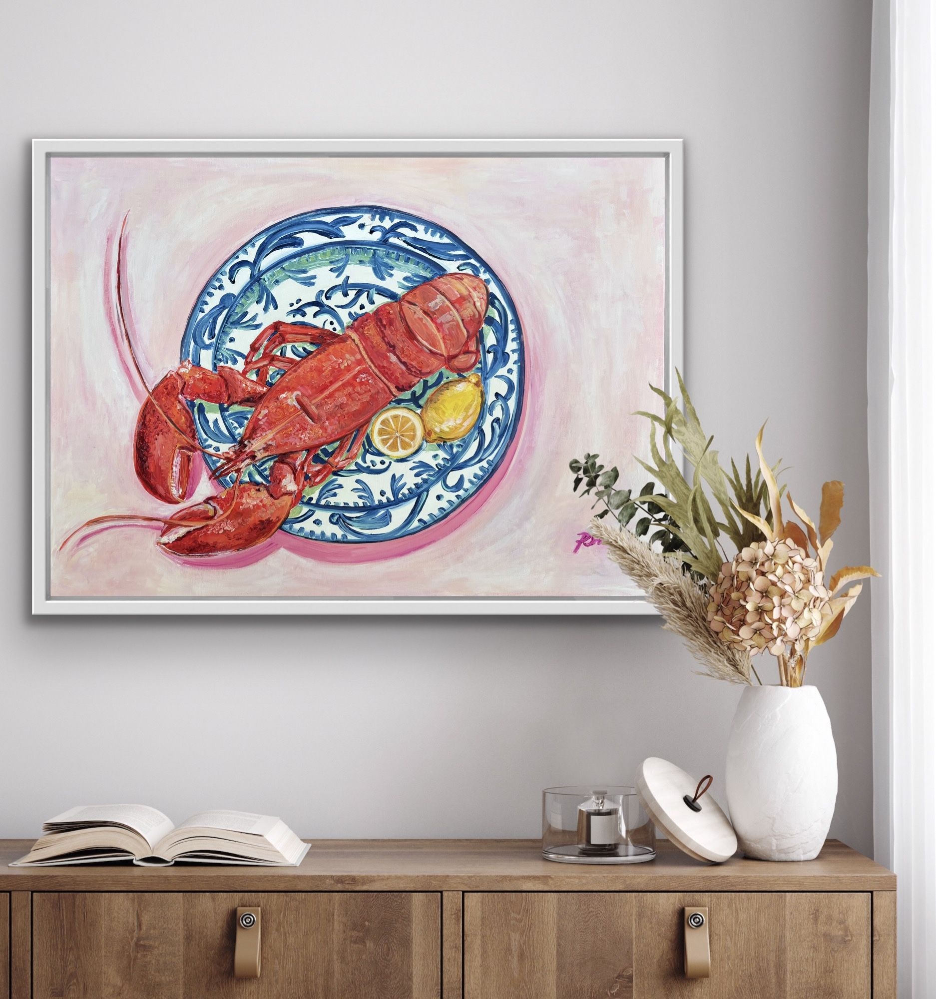 Large Lobster on Blue & White Plate by Pippa Smith - Secondary Image