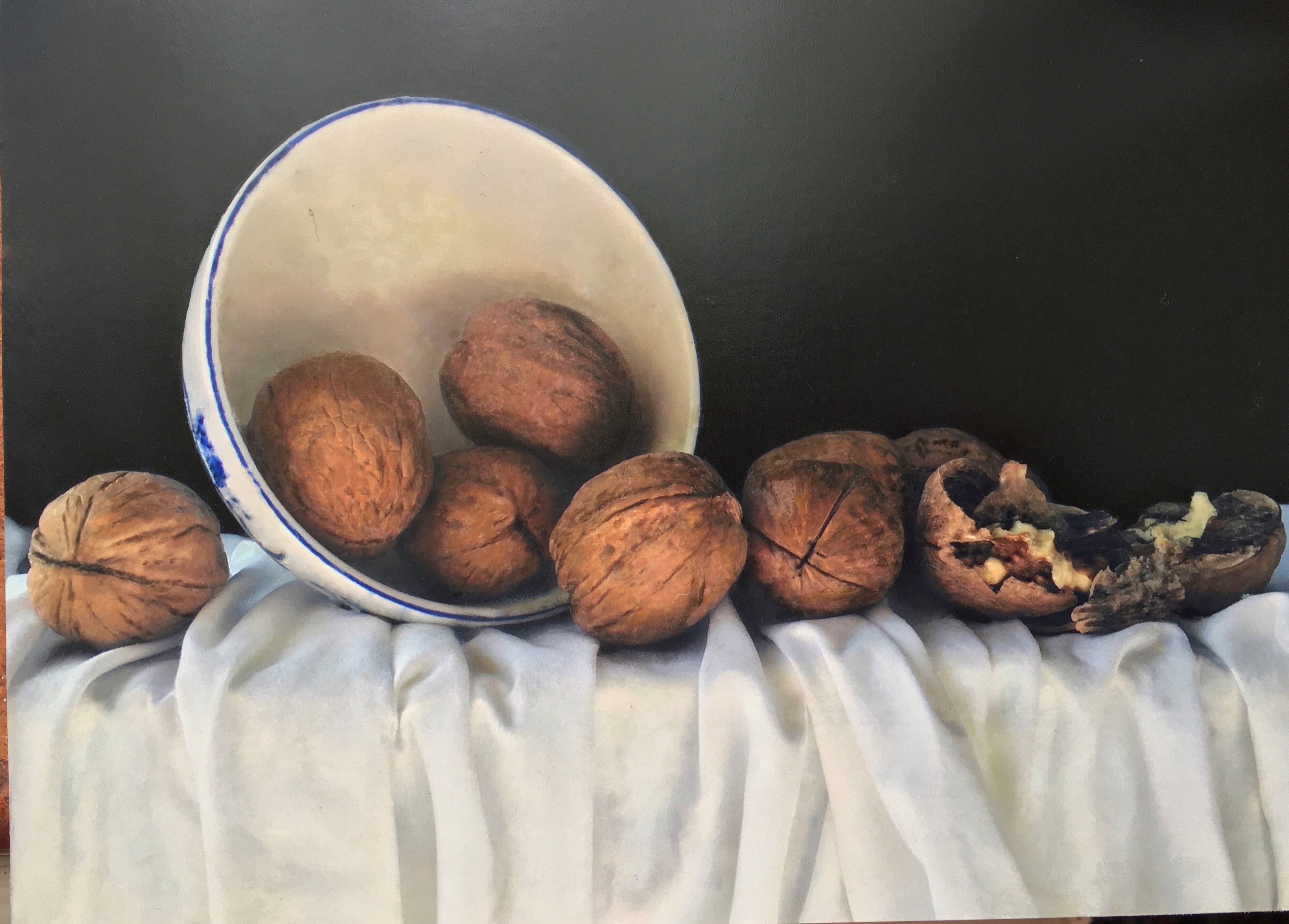 Walnuts in white bowl by Kate Verrion