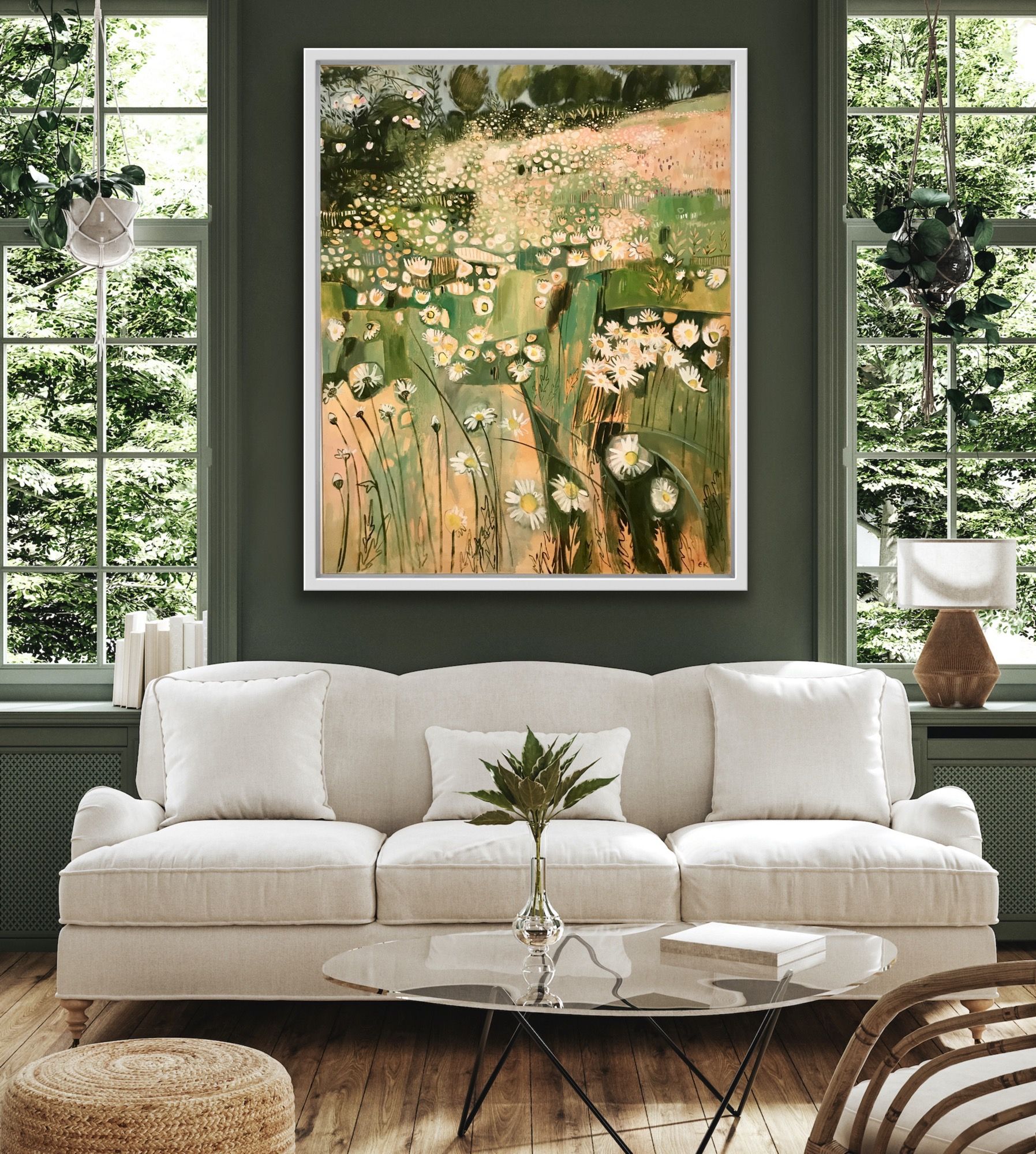 Ox- Eye Daisies with Wild Roses by Elaine Kazimierczuk - Secondary Image