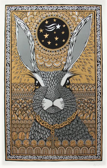 Andy Wilx - Bee (Large), Andy Wilx, Animal Print, Gold and Blue