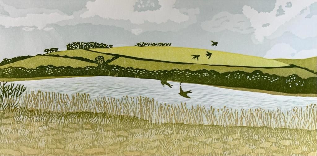 Swallows over the Ley by Ann Burnham