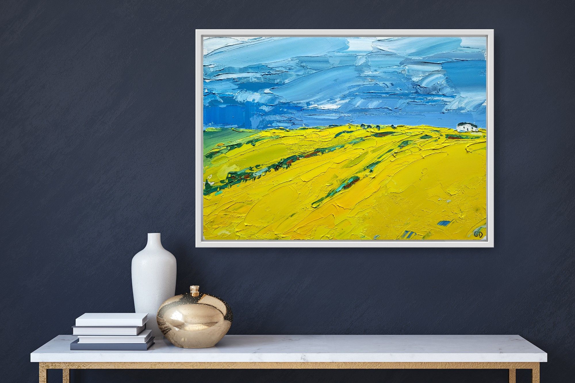Stormy skies over yellow fields by Georgie Dowling - Secondary Image