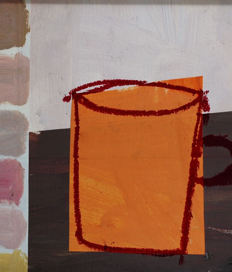 Orange Mug with Coloured Squares by Jenny Balmer
