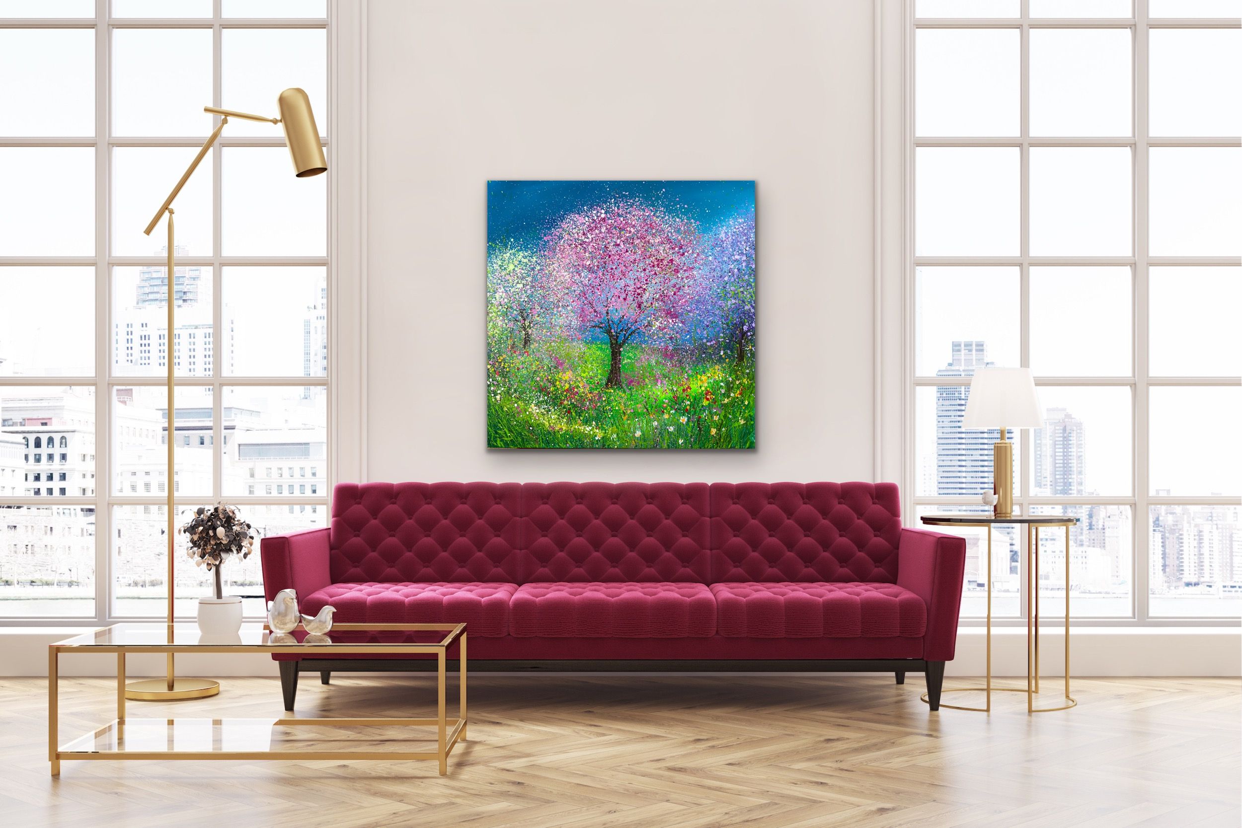 Pink And Violet Blossom Trees by Jan Rogers - Secondary Image
