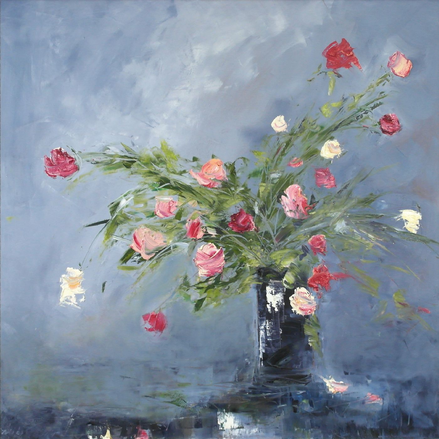 Black Jar and Roses by Libbi Gooch