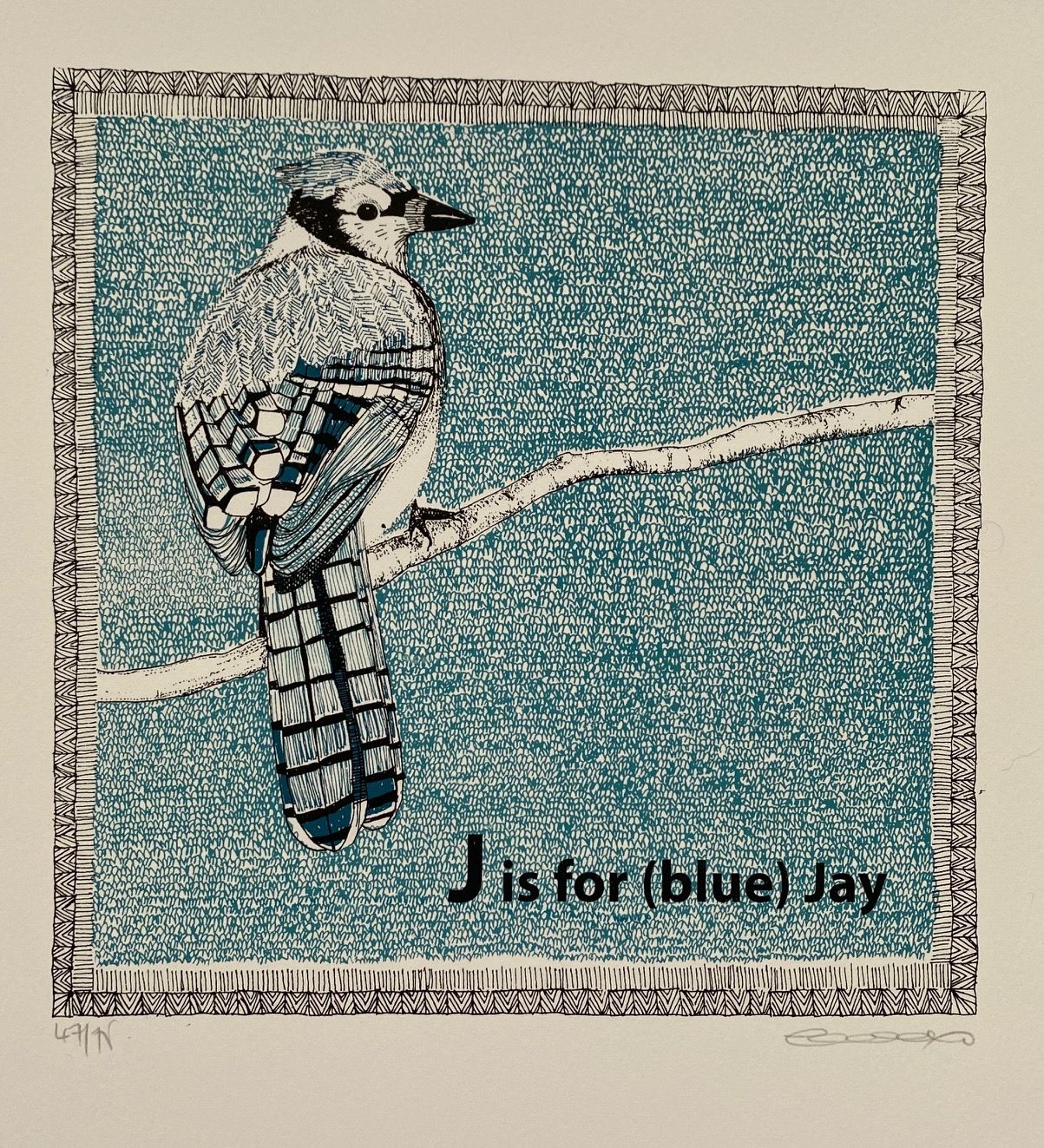 J is for (Blue) Jay (small) by Clare Halifax