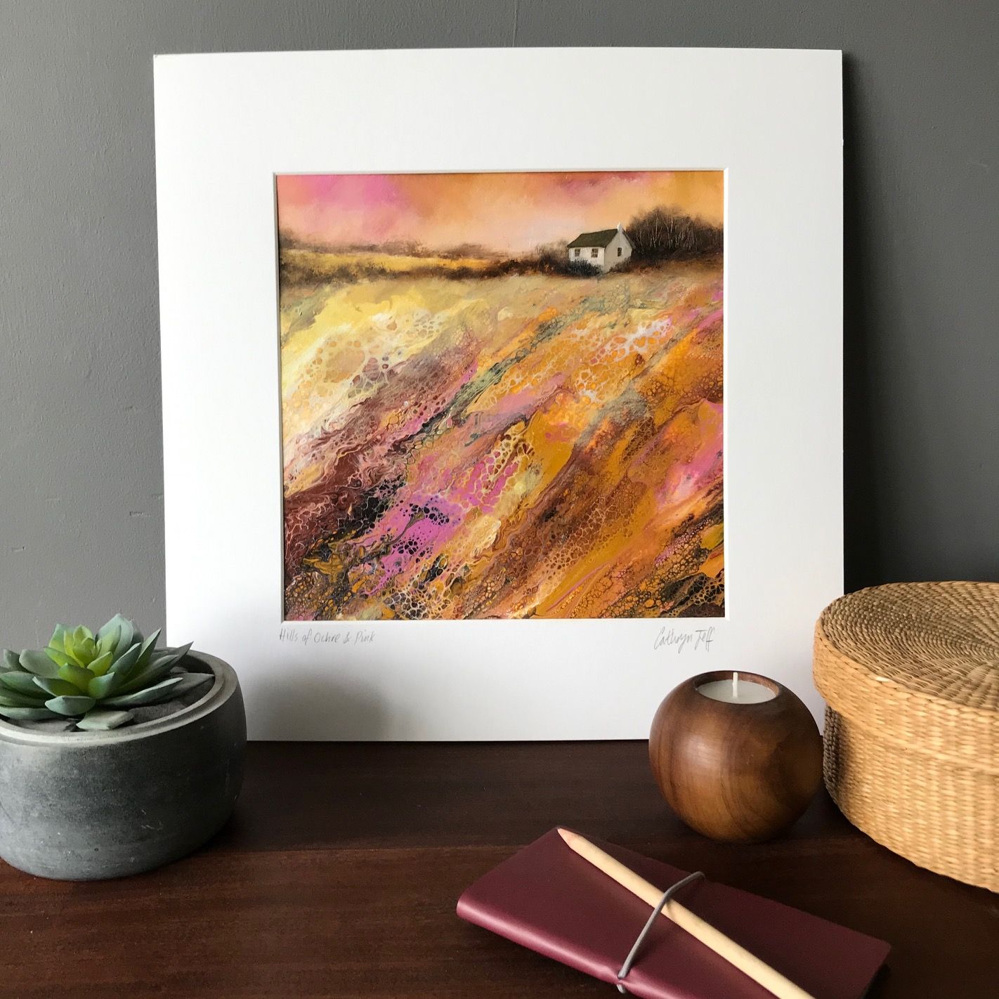 Hills of Ochre & Pink by Cathryn Jeff - Secondary Image