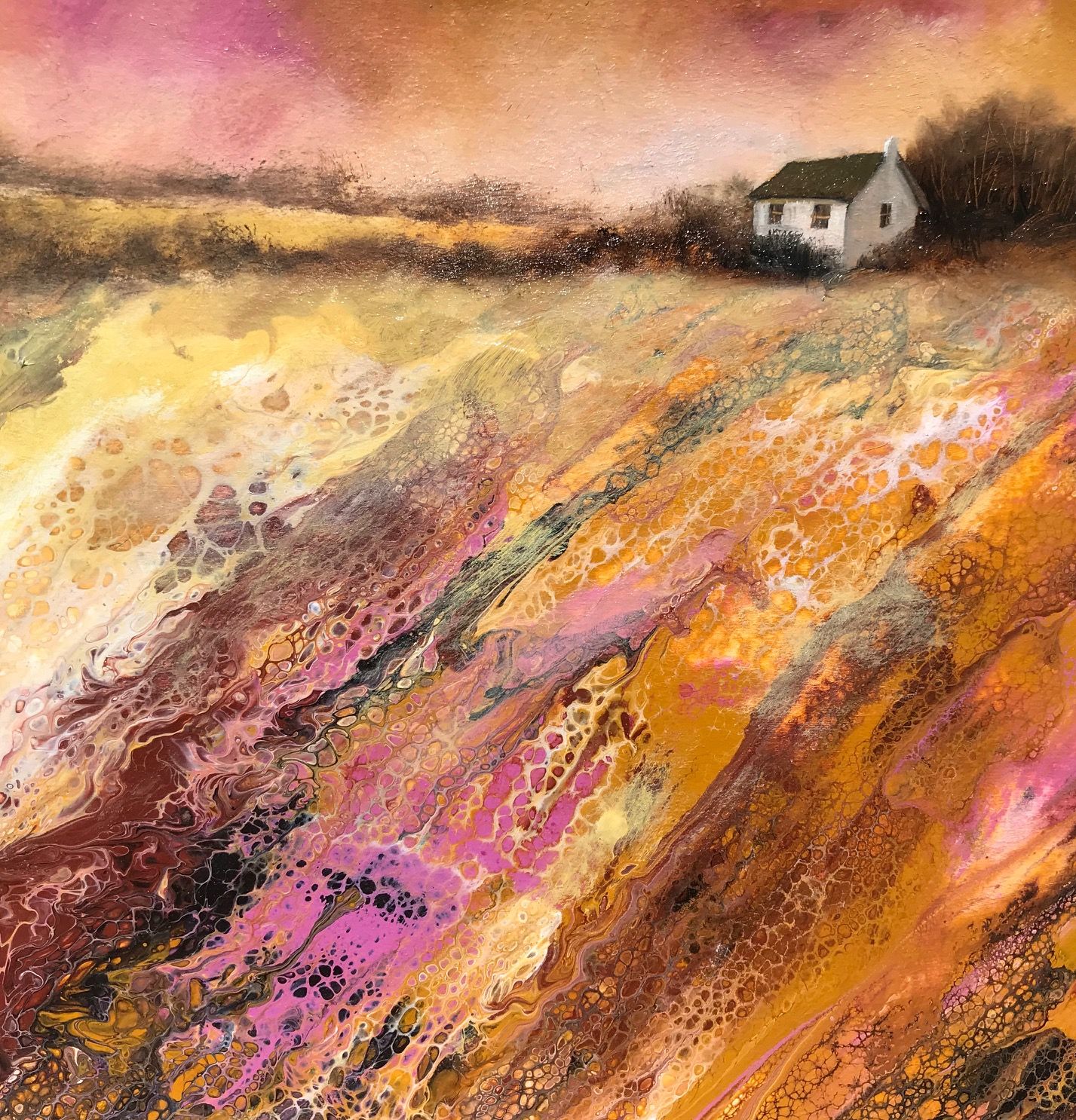 Hills of Ochre & Pink by Cathryn Jeff