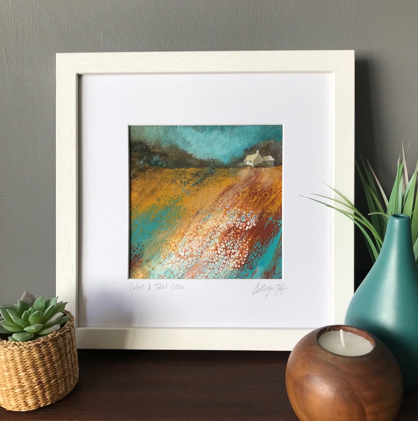Ochre & Teal Glow by Cathryn Jeff - Secondary Image