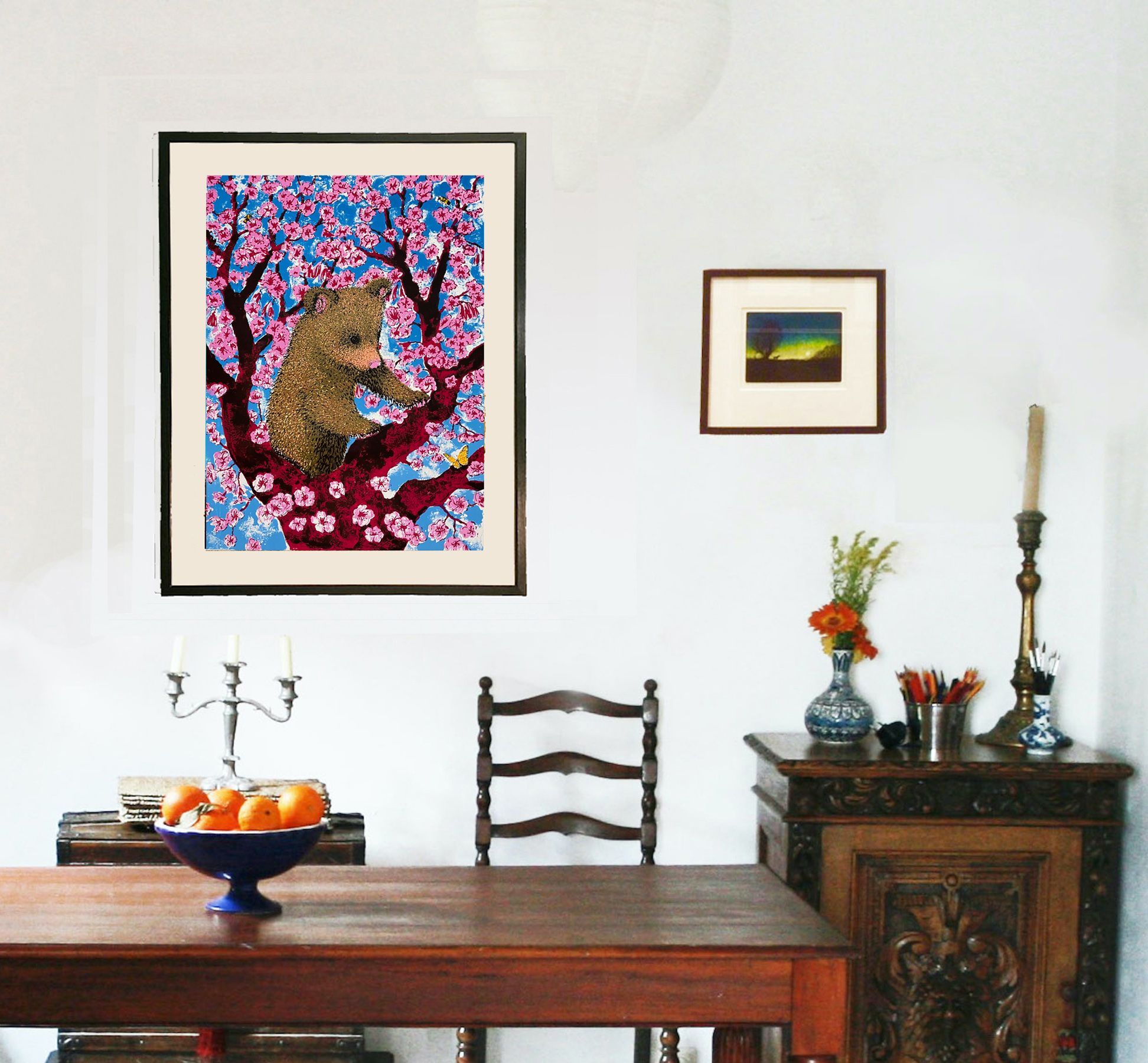 Cherry Blossom Bear Cub by Tim Southall - Secondary Image