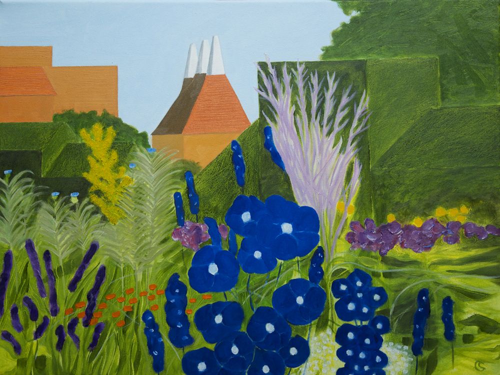 Garden with Oast Houses by Christo Sharpe
