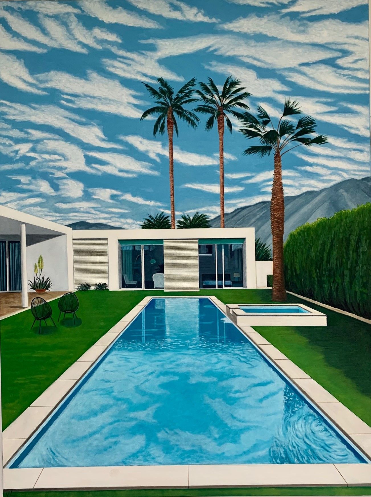 Cloudy Pool with Acapulco Chairs by Karen Lynn