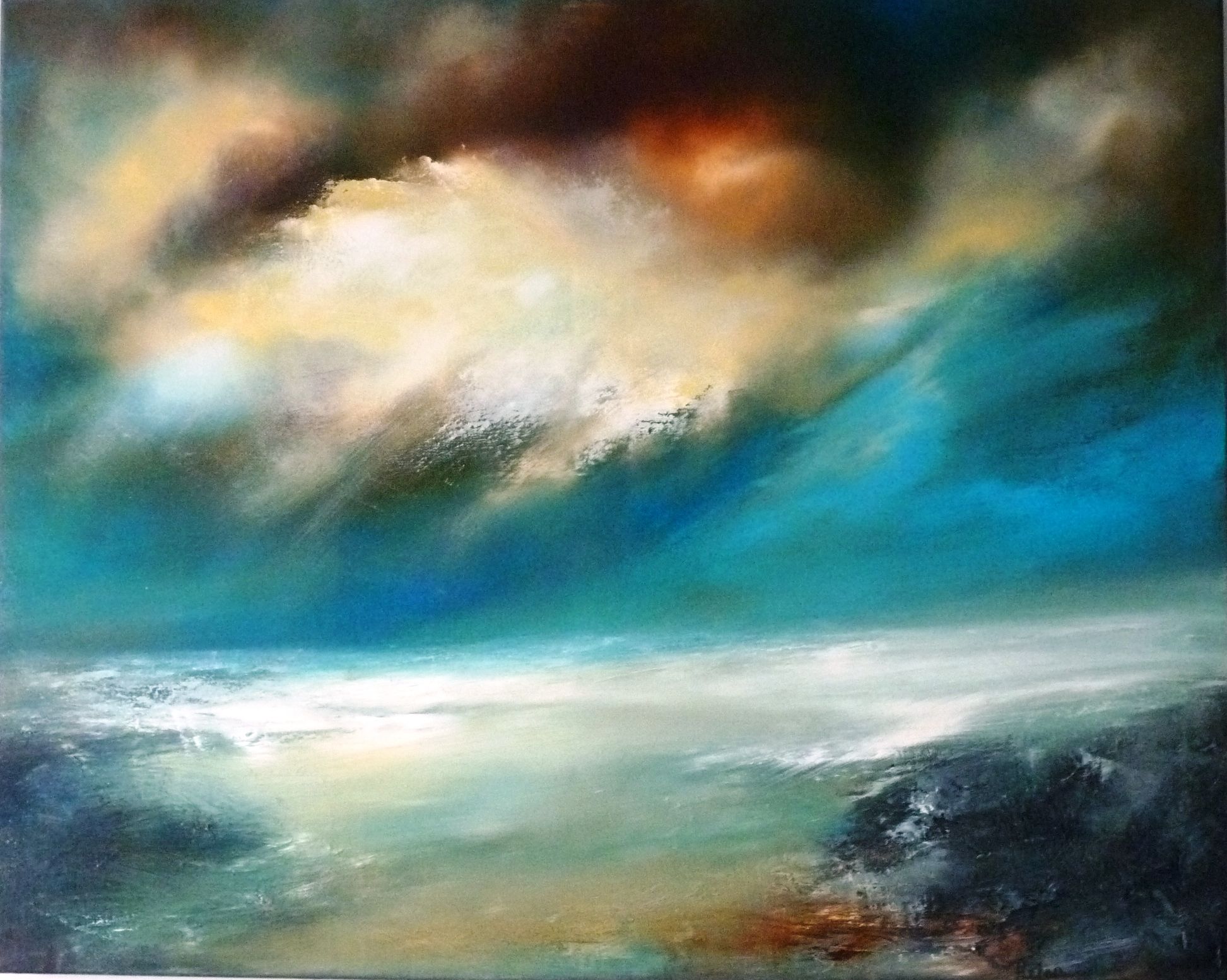 Descending light over sea by Helen Howells