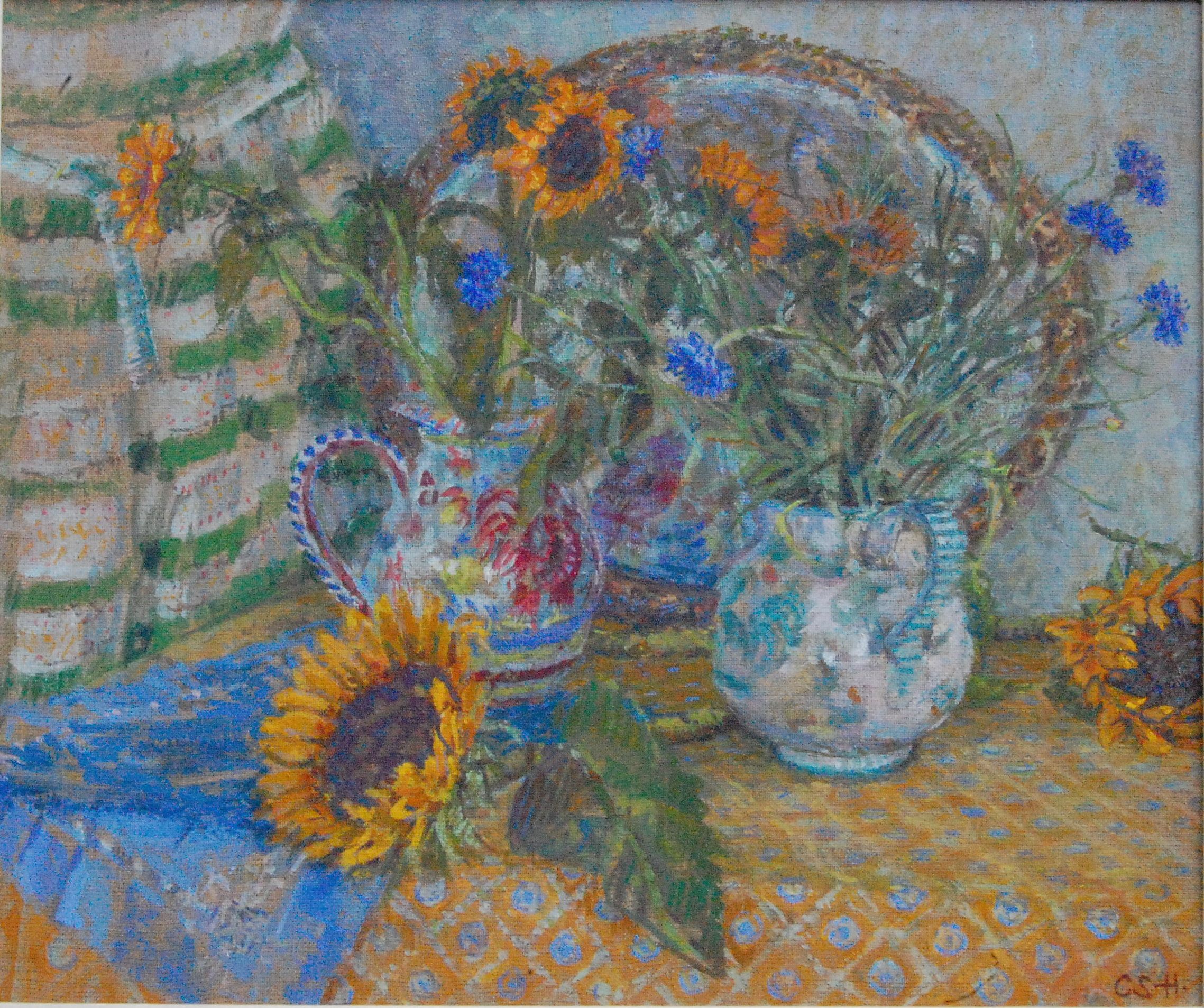 Sunflowers and Italian Jugs by Clova Stuart-Hamilton