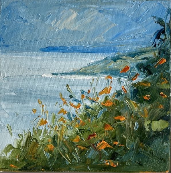 Montbretia above New Quay by Rupert Aker