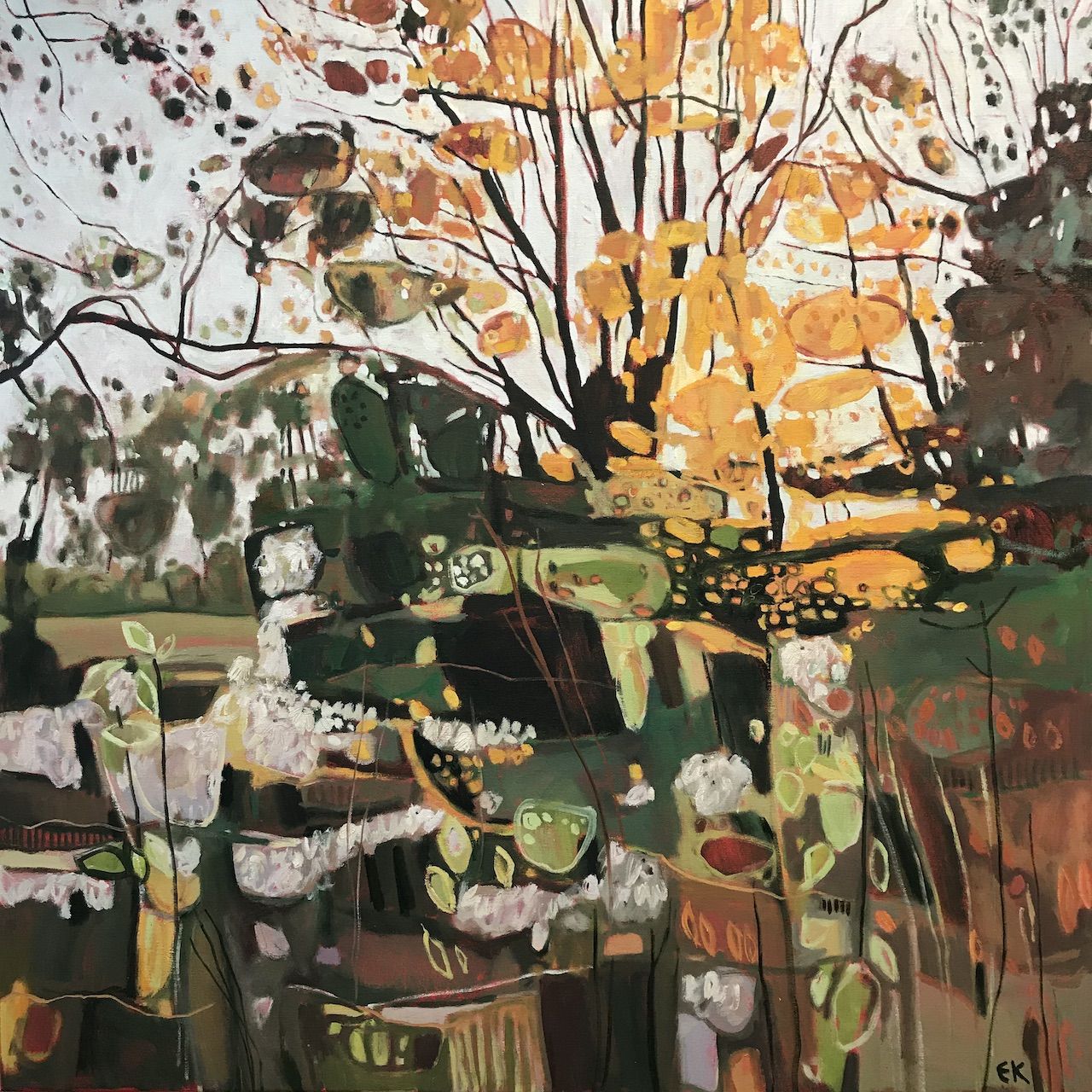 Autumn Hedgerow with Traveller's Joy by Elaine Kazimierczuk