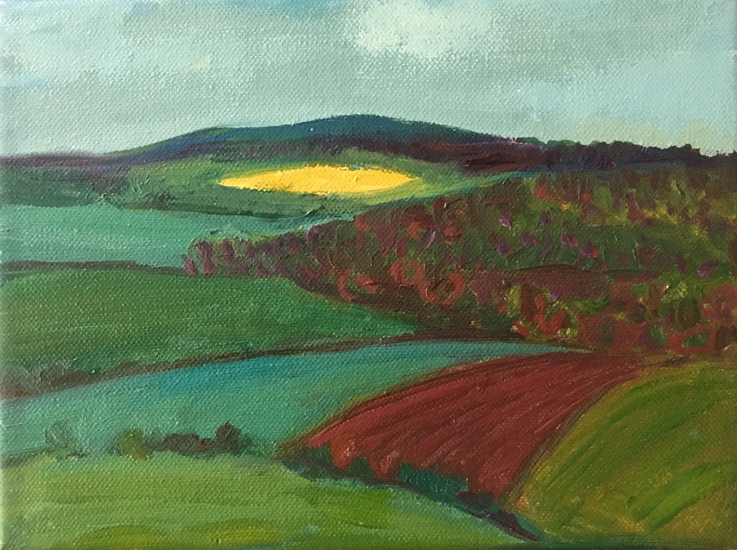 Distant yellow field by Eleanor Woolley