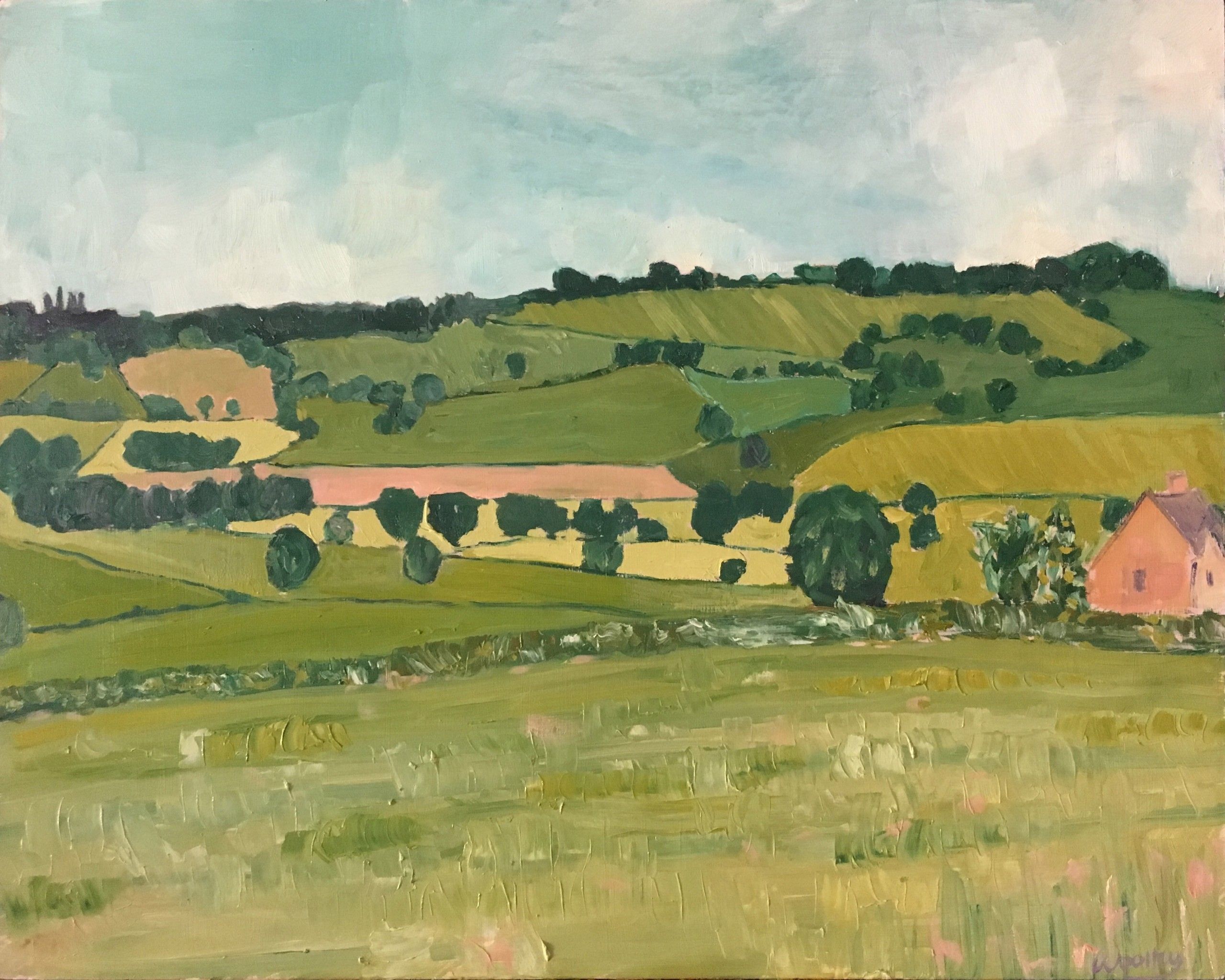 Looking over to Maugersbury Hill by Eleanor Woolley