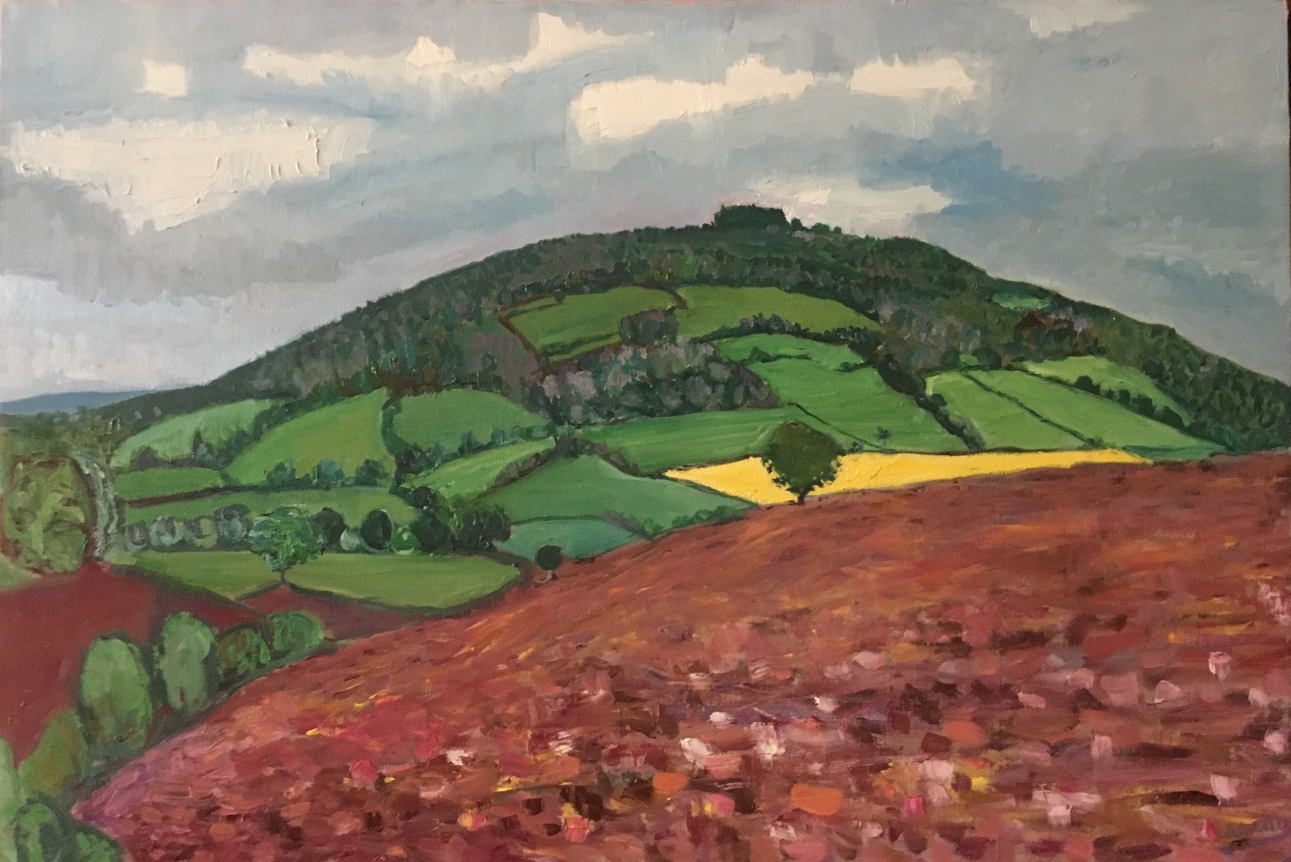 May Hill with ploughed fields by Eleanor Woolley
