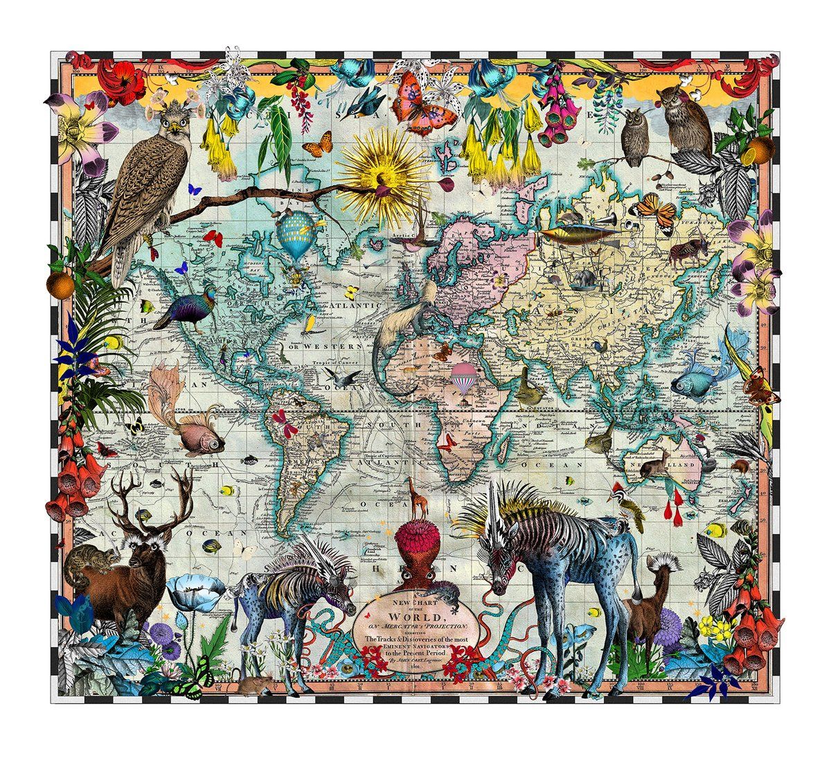Eminent Navigators' World Chart Map by Kristjana Williams