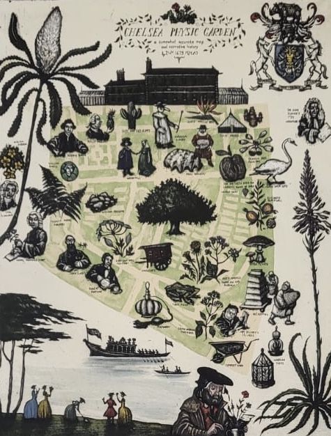Map of the Chelsea Physic Garden by Mychael Barratt