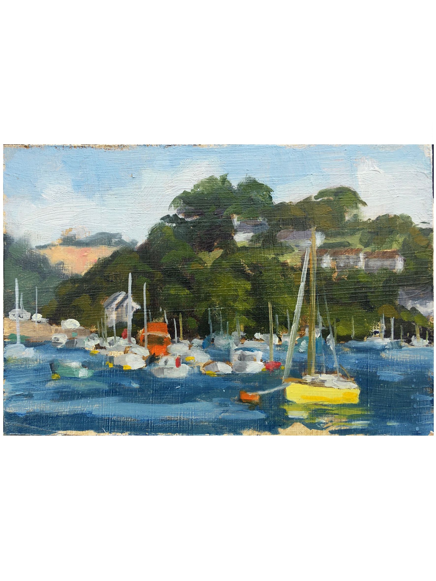Yellow Boat at Fowey by Fiona Carver