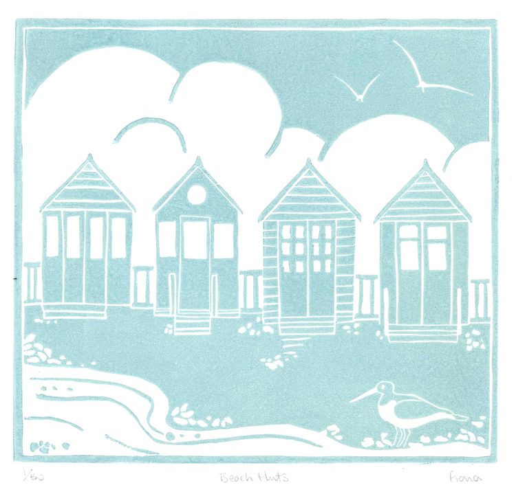 Four Beach Huts by Fiona Carver