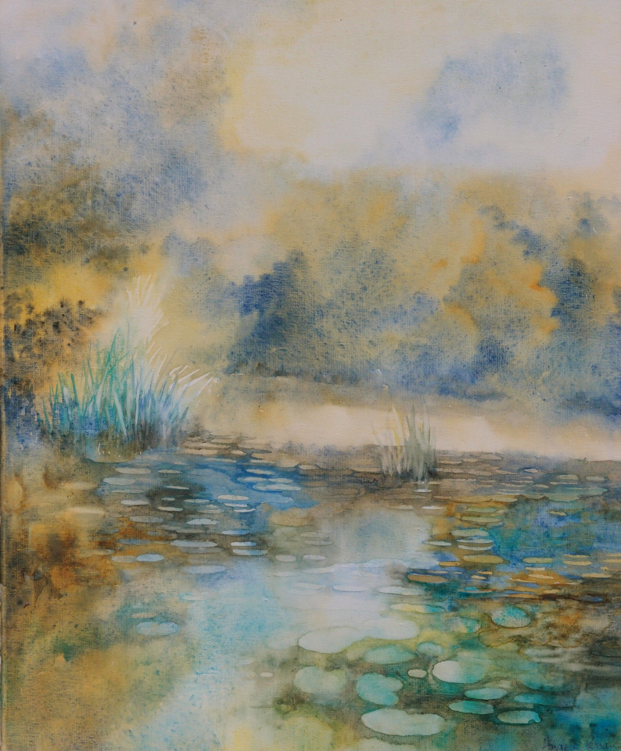 Gathering Water Lilies by Angela Perrin