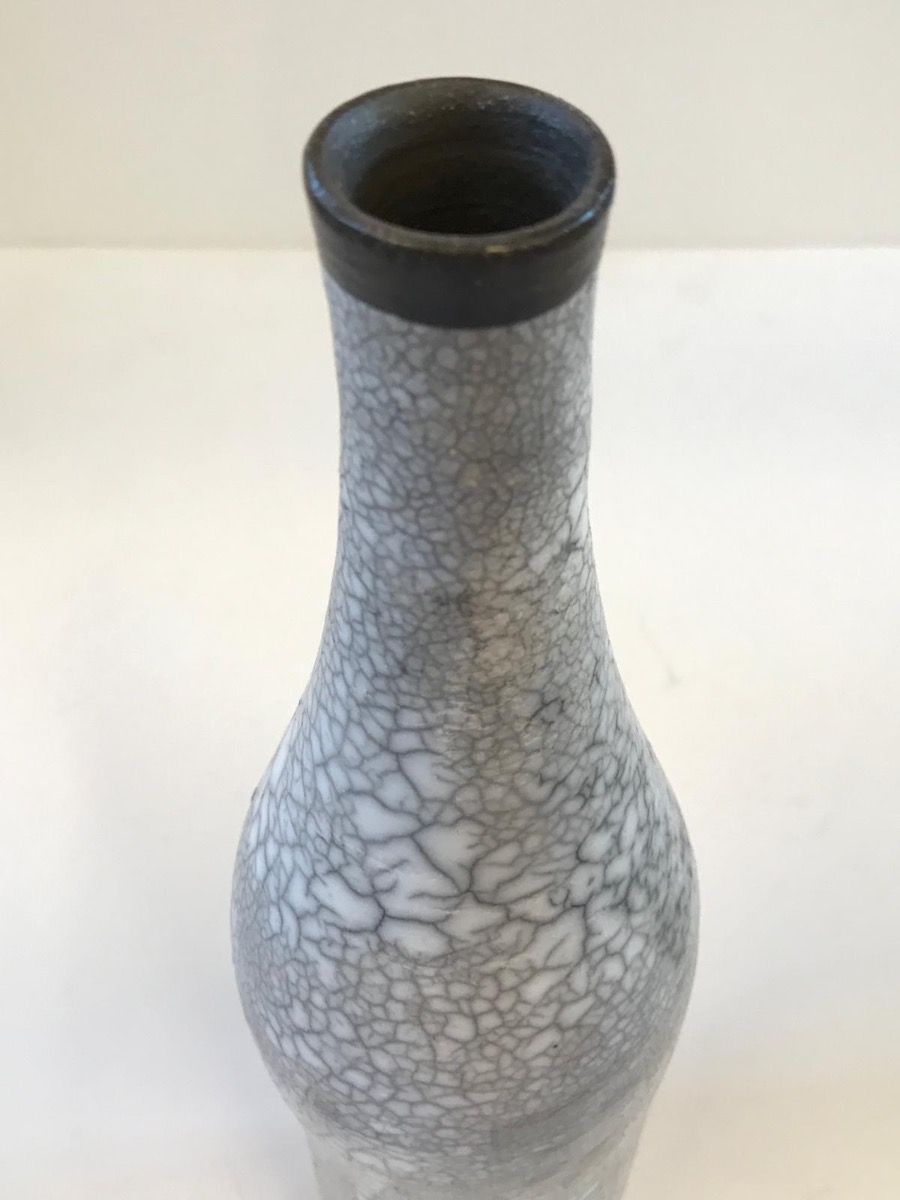 Naked Raku Pottery, Tall Grey Vase by Tamsin Levene - Secondary Image