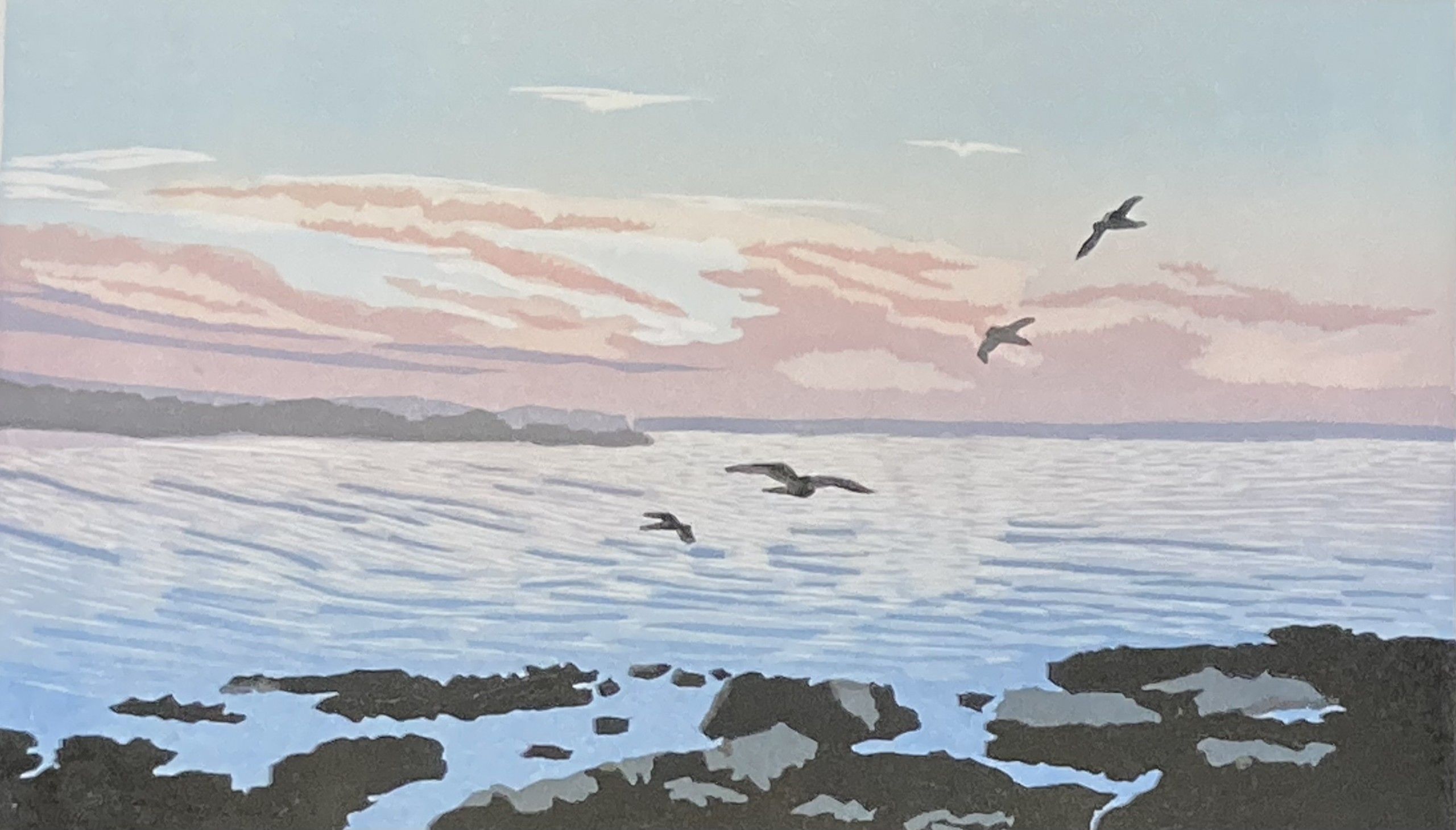 Gulls at Sunset by Ann Burnham