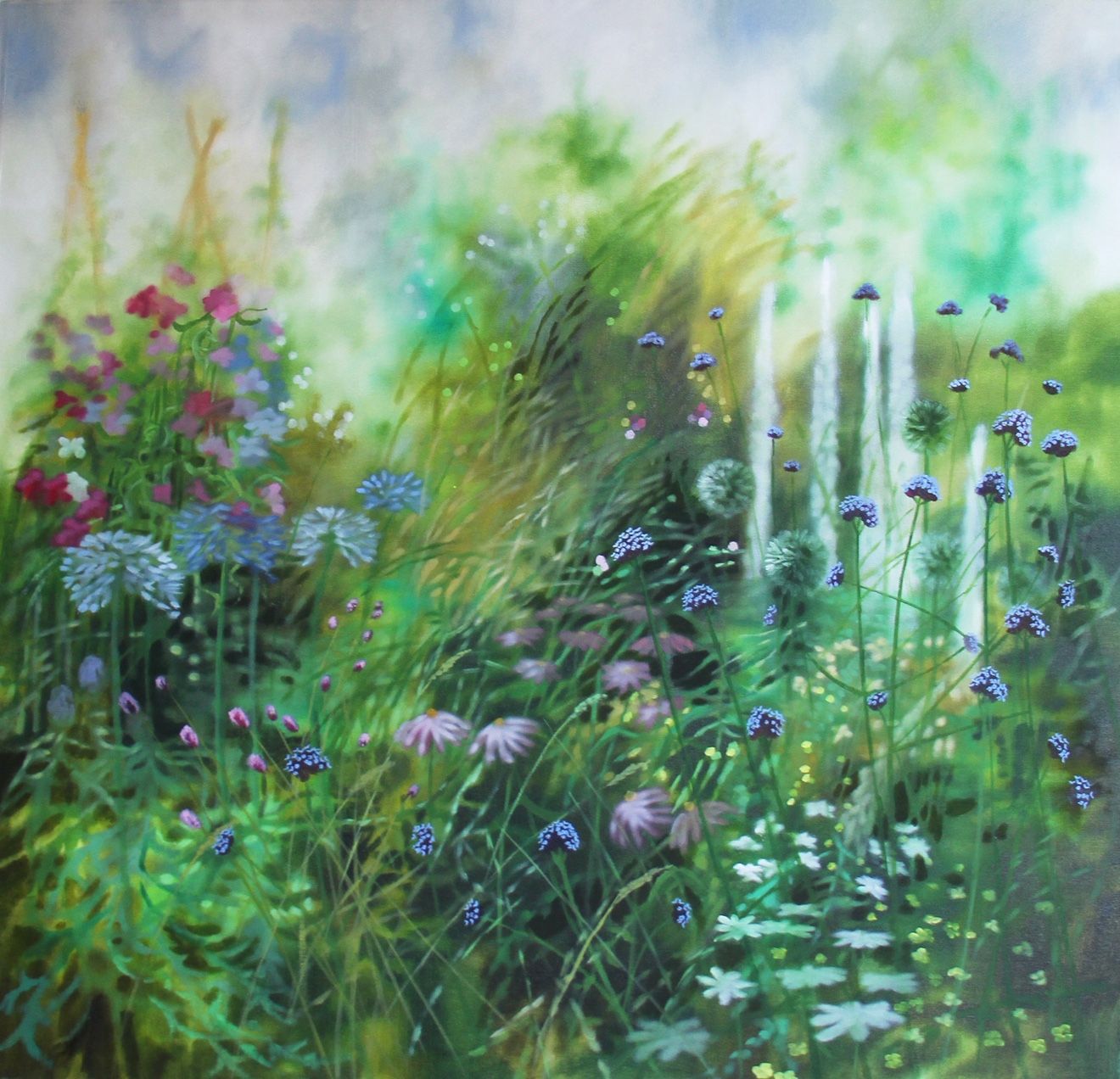 Dorset Garden with Sweet Peas, by Dylan Lloyd