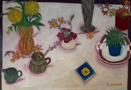 Still Life on a White Tablecloth by Deborah Windsor - Secondary Image