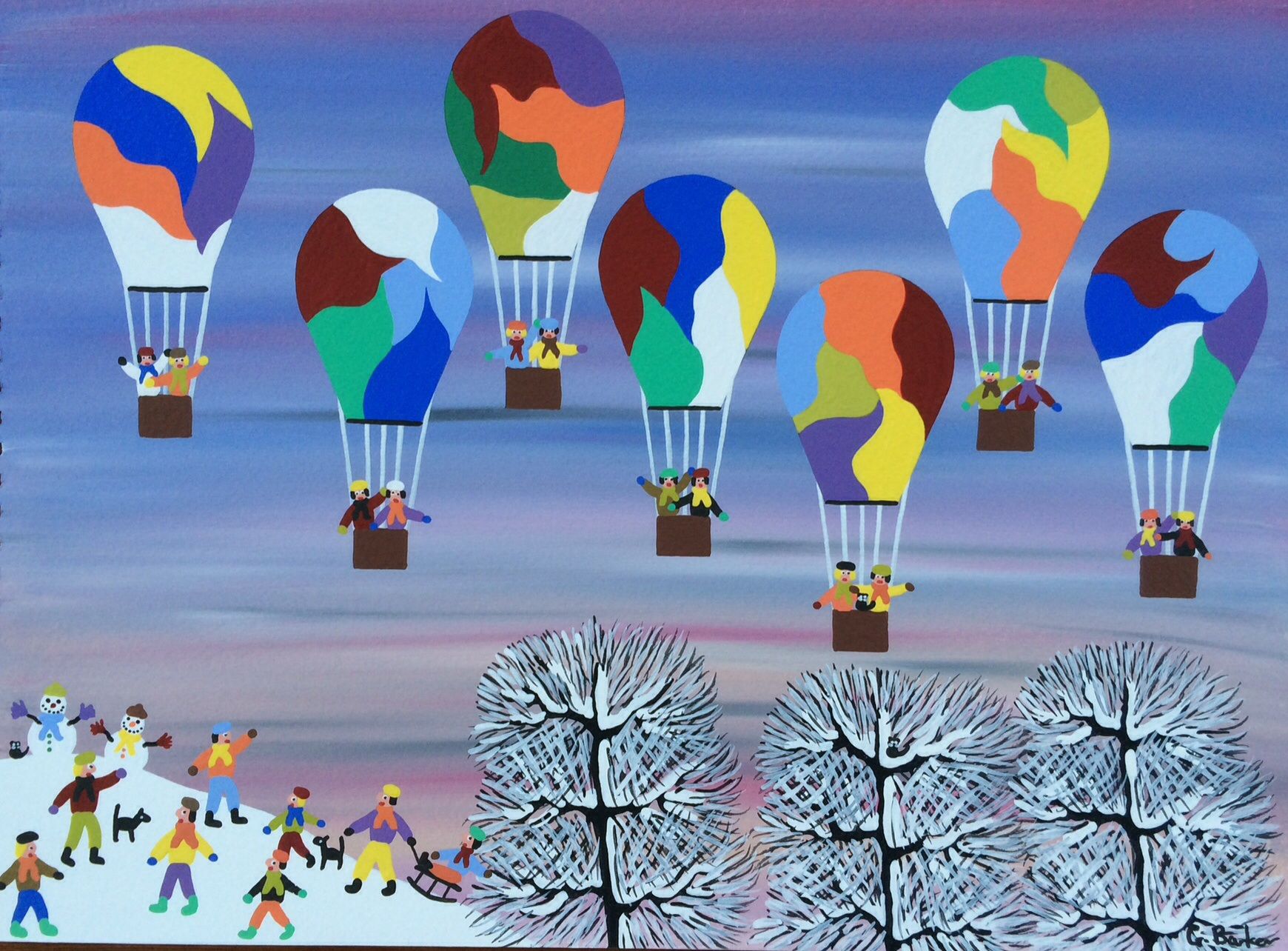 Balloons in the snow by Gordon Barker