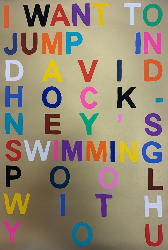 I Want To Jump In David Hockney’s Swimming Pool With You (Gold)  by Benjamin Thomas Taylor