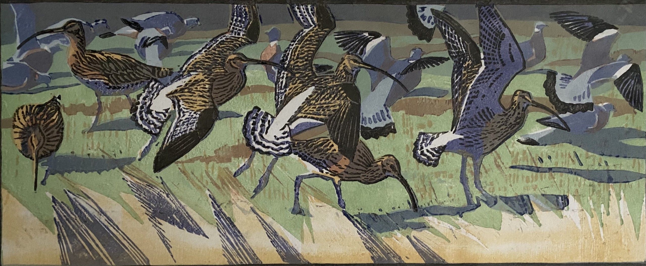 Curlews and Woodpigeons by Robert Greenhalf