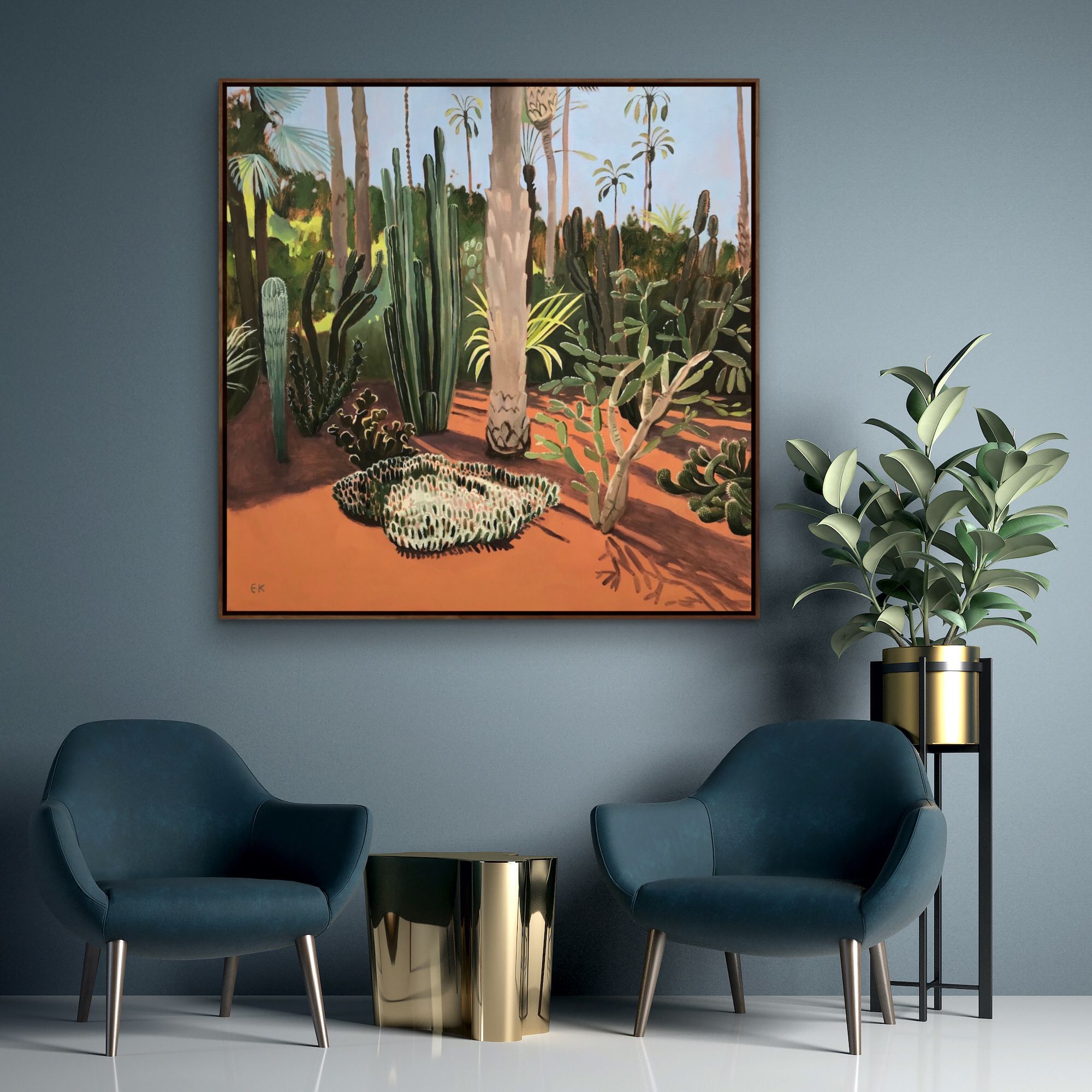 Cacti Varieties and Palm Tree, Marjorelle Gardens, Morocco by Elaine Kazimierczuk - Secondary Image