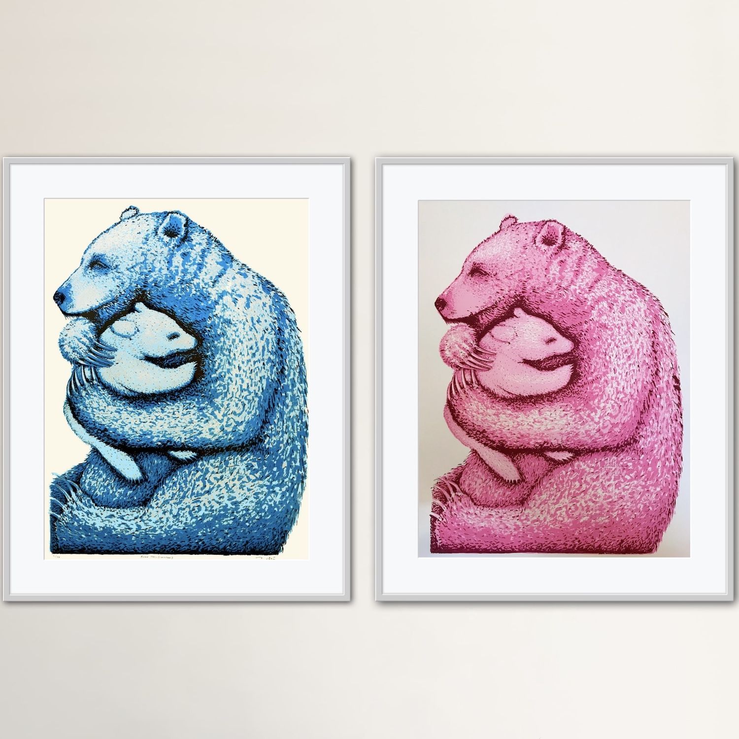 Bear Hugs (Hot Pink and Blue) by Tim Southall