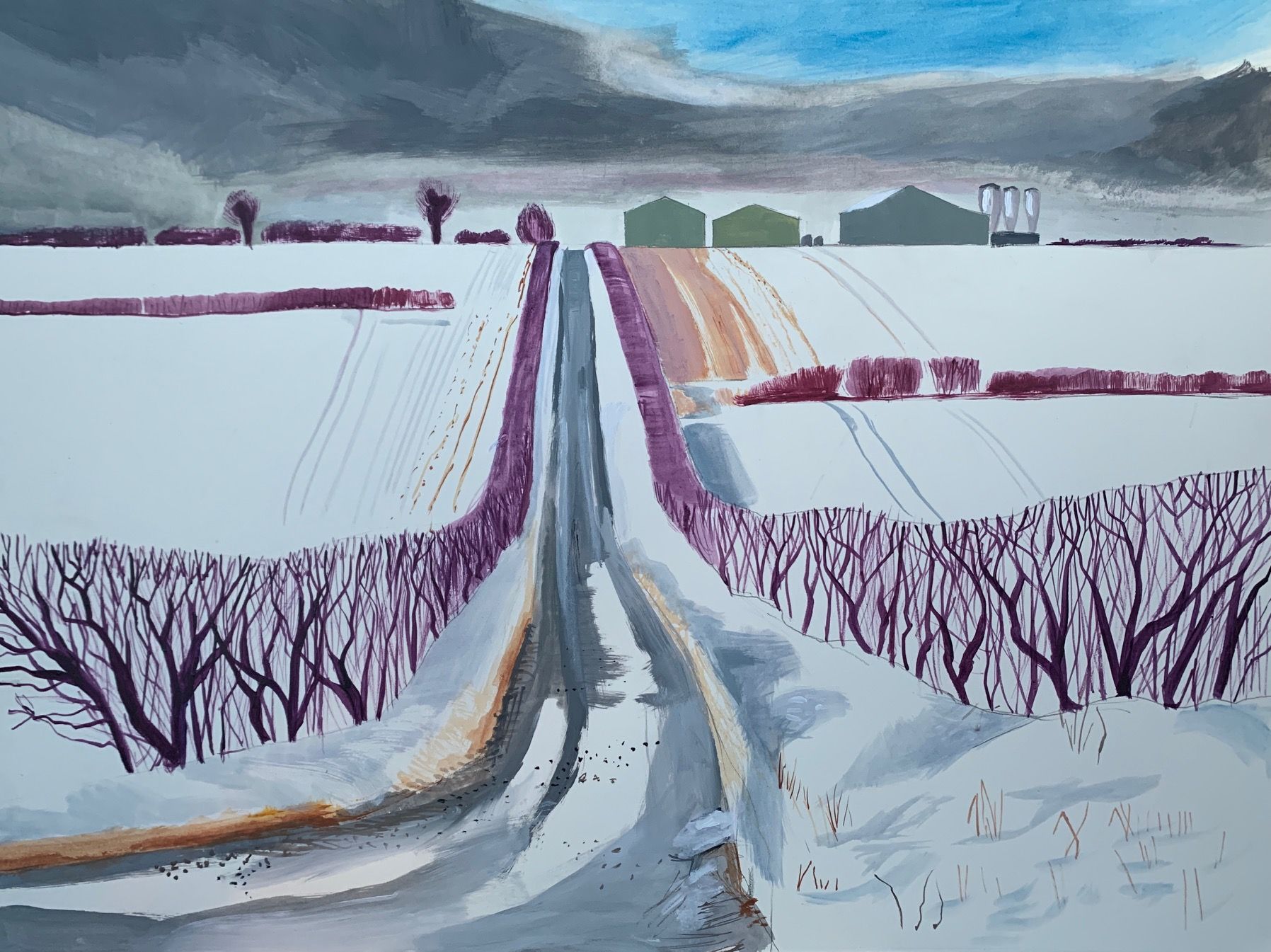 Snow Fields and Barn by Cornelia Fitzroy