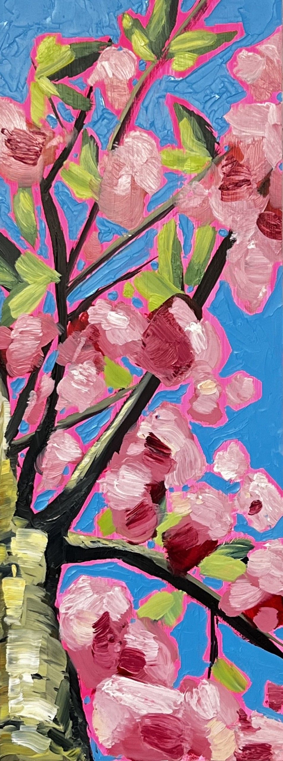 Looking Up Through Pink Blossom to Feel Loved by Emily Finch